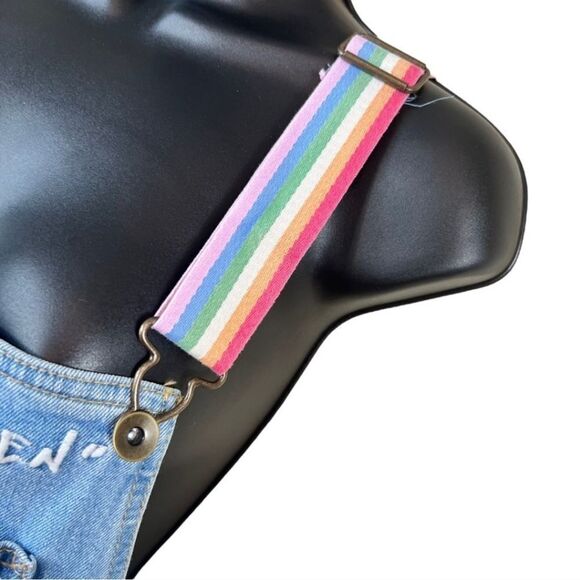 Super cute Pride rainbow short denim overall jumpsuit - Picture 10 of 10